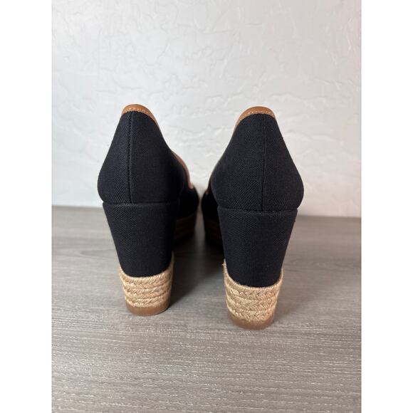 Tory Burch Majorca Espadrilles Women's 39.5/US 8.5 Black Canvas Wedge Heels 3.5" - Picture 8 of 8